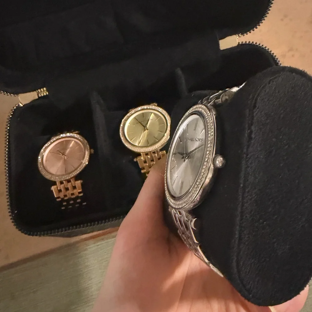 Michael Kors Watch Bundle Gold, Rose, and Silver + Travel Case - Picture 9 of 11